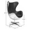  Design Armchair with Armrests - Egg Design - Leather and Metal - Cocoon image 7