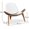 Buy Design Armchair - Scandinavian Armchair - Upholstered in Leather - Lucy White 99916776 - in the UK
