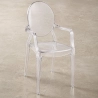 Pack of 4 Dining Chairs - Transparent - Design with Armrests - Louis XIV image 7