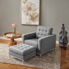 Designer Armchair with Footrest - Upholstered in Cashmere - Konel image 7