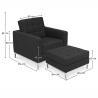 Buy Designer Armchair with Footrest - Upholstered in Cashmere - Konel Black 16513 - in the UK