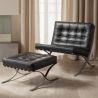 Designer Armchair with Footrest - Upholstered in Faux Leather - Town image 7