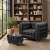 Armchair with Footrest - Upholstered in Padded Leather - Nubus image 7