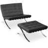 Buy Design armchair with footrest - Leather upholstered - Town Black 13184 - prices