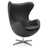 Buy Armchair with armrests - Leather upholstery - Egg-shaped design - Brave Black 13414 - in the UK