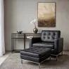 Designer Armchair with Footrest - Upholstered in Faux Leather - Konel image 7