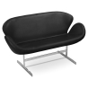 Buy Curved Sofa - Polyurethane Leather Upholstered - 2 Seater - Svin Black 13912 at Privatefloor