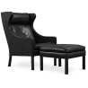 Buy Armchair with Footrest - Upholstered in Polyurethane Leather - Micah Black 15449 - prices
