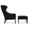 Buy Armchair with Footrest - Upholstered in Polyurethane Leather - Micah Black 15449 at Privatefloor