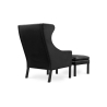 Buy Armchair with Footrest - Upholstered in Leather - Micah Black 15450 in the United Kingdom