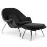 Designer Armchair with Footrest - Upholstered in Fabric - Womb image 7