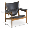 Buy Design Armchair with Armrests - Wood and Leather - Captain Black 58425 home delivery