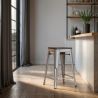 Bar Stool - Industrial Design - Wood & Steel - 60cm -Stylix image 7
