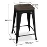 Bar Stool - Industrial Design - Wood & Steel - 60cm -Stylix image 7