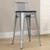 Industrial Design Bar Stool with Backrest - Wood & Steel - 60 cm - Stylix image 7