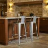Industrial Design Bar Stool with Backrest - Wood & Steel - 76cm - Stylix image 7