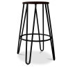 Buy Round Stool - Industrial Design - Wood & Metal - 74cm - Hairpin Black 58321 at Privatefloor