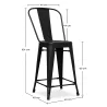 Bar Stool with Backrest - Industrial Design - 60cm - Stylix image 7