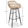 Rattan Bar Stool with Armrests - Boho Bali Style - 75cm - Many image 7