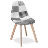 Buy Dining Chair - Upholstered in Black and White Patchwork - Denisse White / Black 59270 in the United Kingdom