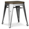 Buy Industrial Design Stool - Wood & Steel - 45cm -Stylix White 58350 in the United Kingdom