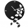Buy Leaves Wall Clock Black 54916 - in the UK