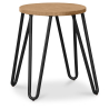 Buy Round Bar Stool - Industrial Design - Wood & Steel - 44cm - Hairpin Light grey 59488 in the United Kingdom