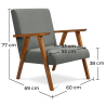 Buy Wooden Armchair with Armrests - Upholstered in Fabric - Odí Taupe 59592 - in the UK