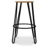 Round Stool - Industrial Design - Wood & Metal - 66cm - Hairpin image 7