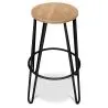 Round Stool - Industrial Design - Wood & Metal - 66cm - Hairpin image 7