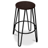 Buy Round Stool - Industrial Design - Wood & Metal - 66cm - Hairpin Light grey 59501 in the United Kingdom