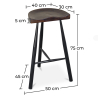 Buy Industrial Design Stool - Wood and Metal - 75 cm - Halona Black 59573 at Privatefloor