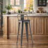 Bar Stool with Backrest - Industrial Design - Wood & Steel - 76cm - Stylix image 7