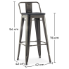 Buy Bar Stool with Backrest - Industrial Design - Wood & Steel - 76cm - Stylix Metallic bronze 59693 with a guarantee