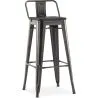Bar Stool with Backrest - Industrial Design - Wood & Steel - 76cm - Stylix image 7