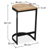 Buy Industrial Design Bar Stool - Wood & Metal - 60cm - Lia Black 59719 in the United Kingdom
