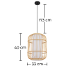 Buy Bamboo Ceiling Lamp - Boho Bali Design Pendant Lamp - Mane Natural wood 59847 - prices