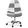 Buy Office Chair with Castors - Desk Chair Upholstered in Black and White Patchwork - Denisse White / Black 59864 at Privatefloor