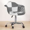 Office Chair with Armrests - Desk Chair with Castors - Upholstered in Black and White Patchwork - Denisse - Weston image 7