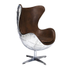 Buy Armchair with Armrests - Aviator Style - Leather and Metal - Cocoon Brown 25627 - prices
