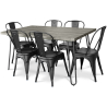 Buy Pack Dining Table - Industrial Design 150cm + Pack of 6 Dining Chairs - Industrial Design - Hairpin Stylix Black 59924 - in the UK