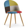 Buy Dining Chair Accent Patchwork Upholstered Scandi Retro Design Wooden Legs - Evelyne Simona Multicolour 59934 - prices