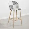 Patchwork Upholstered Stool - Scandinavian Style - Black and White - Evelyne image 7