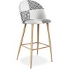 Patchwork Upholstered Stool - Scandinavian Style - Black and White - Evelyne image 7