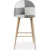 Patchwork Upholstered Stool - Scandinavian Style - Black and White - Evelyne image 7