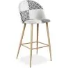 Patchwork Upholstered Stool - Scandinavian Style - Black and White - Evelyne image 7