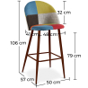 Buy Patchwork Upholstered Stool - Scandinavian Style - Simona Multicolour 59949 home delivery