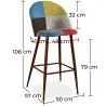 Patchwork Upholstered Stool - Scandinavian Style - Simona image 7