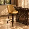Backrest Stool - Velvet Upholstered - Retro Design - 73cm - Elias image 7
