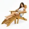 Deck Chair with Footrest - Wooden Garden Chair - Adirondack image 7
